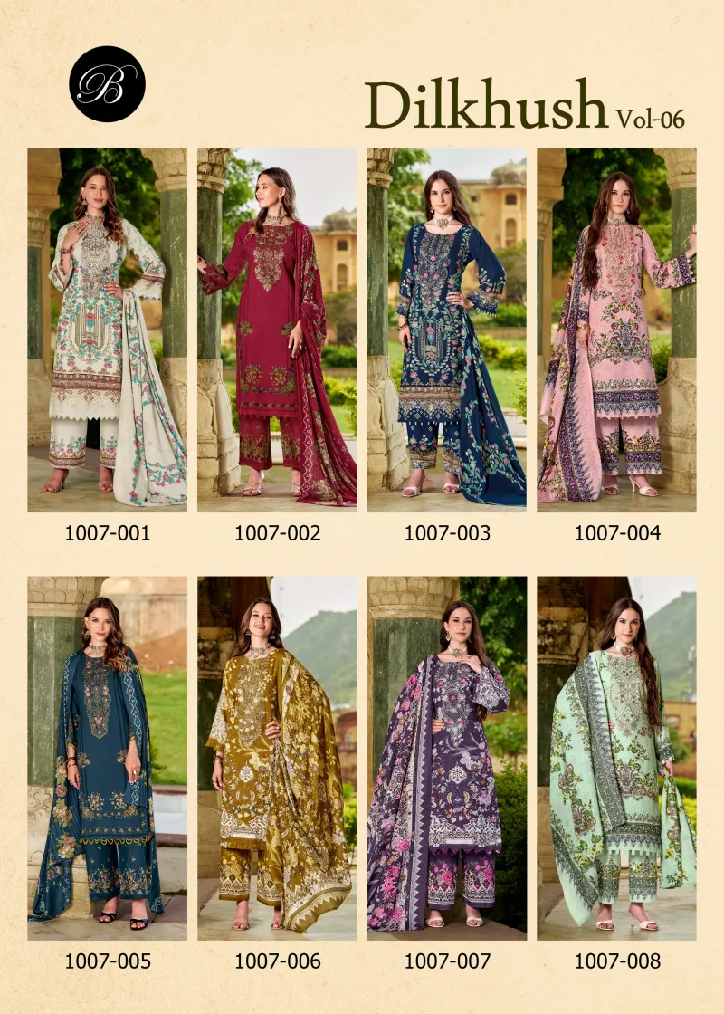 Dilkhush Vol 6 By Belliza Pure Viscose Rayon Printed Pakistani Salwar Suits 
